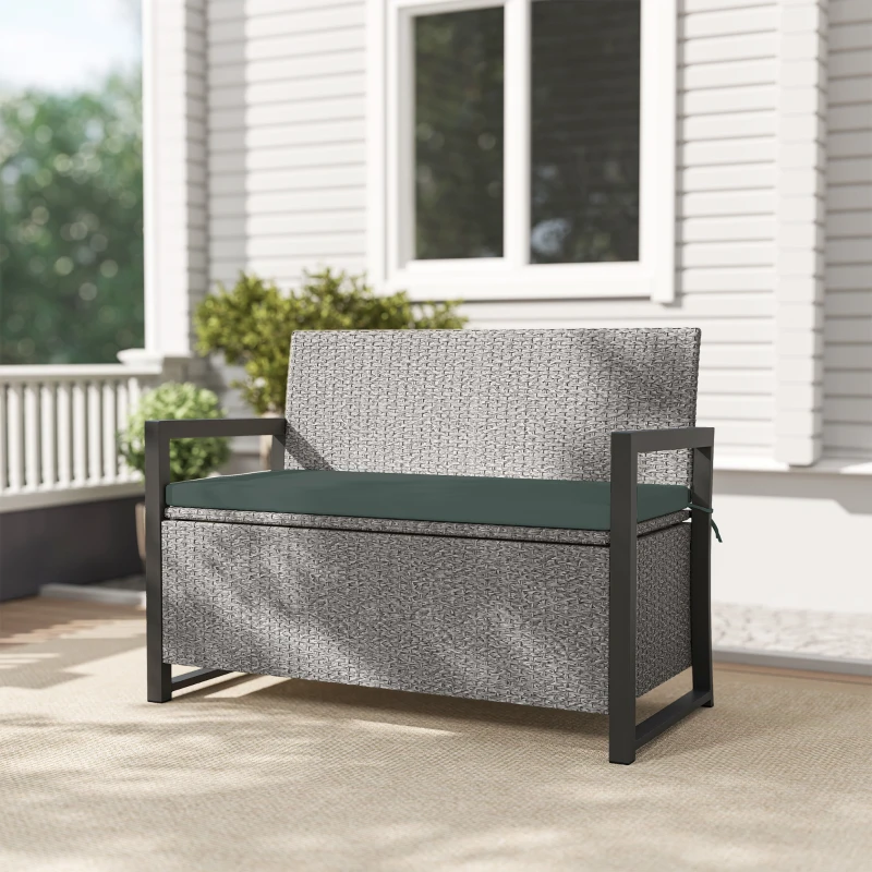 Outsunny 151.5L Storage Garden Bench, with Cushion - Grey