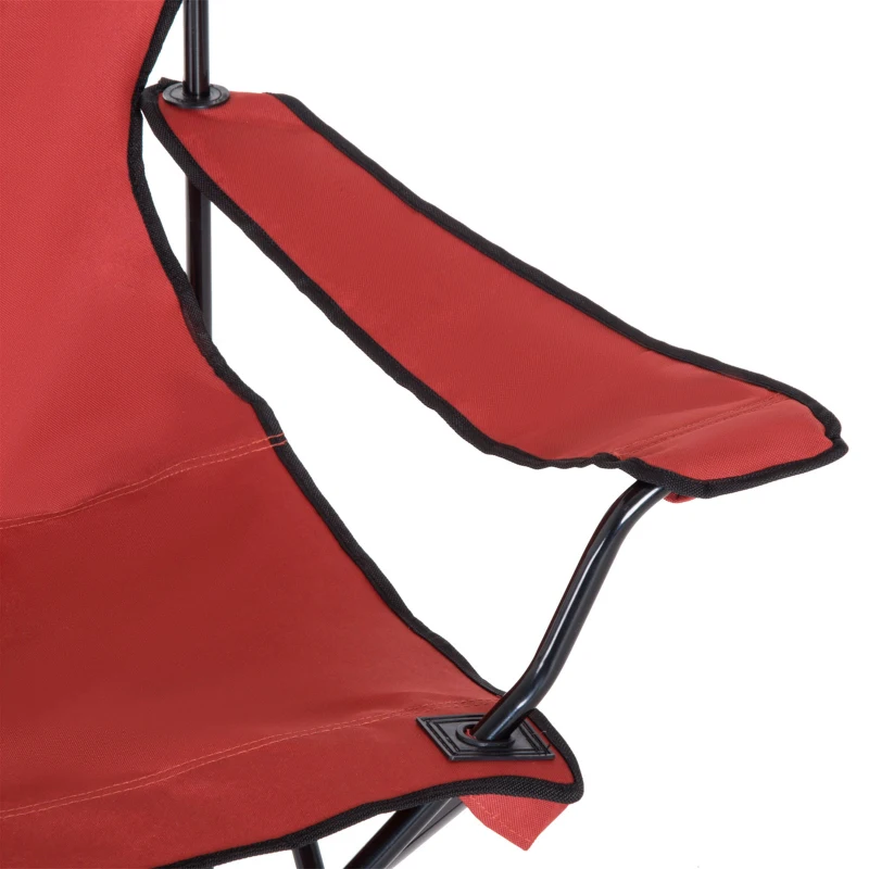 HOMCOM Chaise de Camping Pliable Grand Confort Pare-Soleil + Porte-gobelets intégrés, possibilité d'être portée en Sac à Dos Rouge Noir