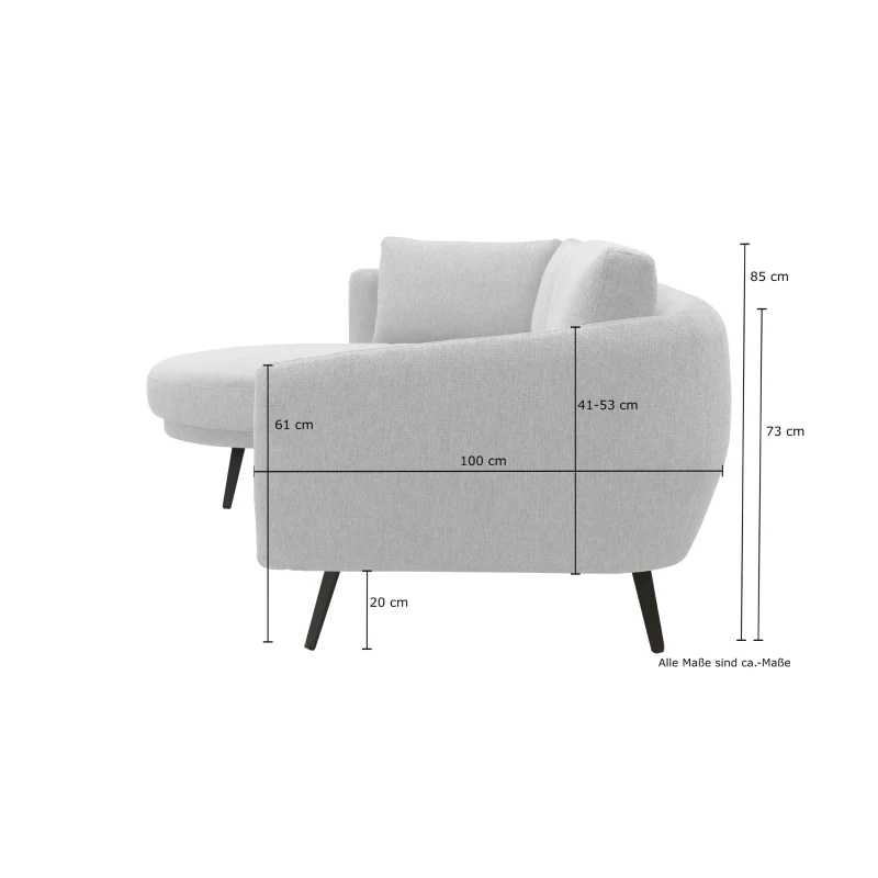 Ecksofa 200 020, Sofa in L-Form, Federkernpolsterung, 292 x 180 x 85 cm (BxTxH), grau