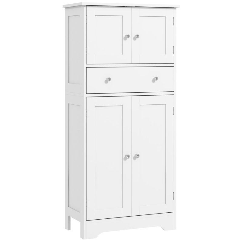 HOMCOM Armoire de cuisine buffet cuisine avec placards, étagères réglables, tiroir, 60 x 30 x 128 cm, blanc(m-11)