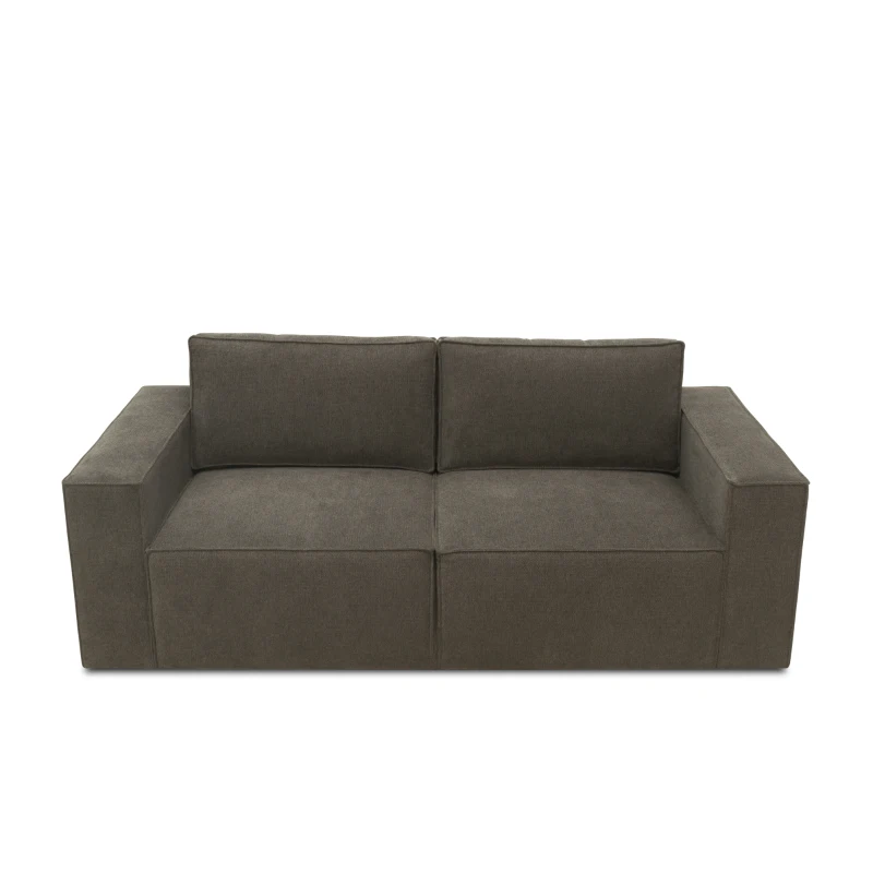 Sofa 100017, 2-Sitzer mit Rückenkissen und Armlehnen, 2er Couch, 210 x 93 x 84 cm (BxTxH), schlamm