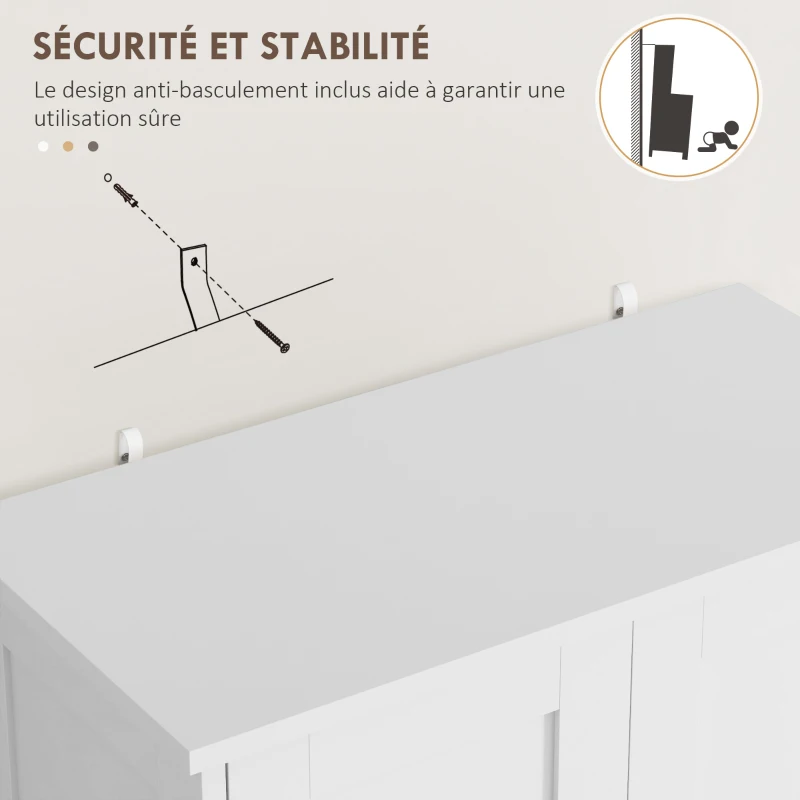 HOMCOM Armoire de cuisine buffet cuisine avec placards, étagères réglables, tiroir, 60 x 30 x 128 cm, blanc(m-7)