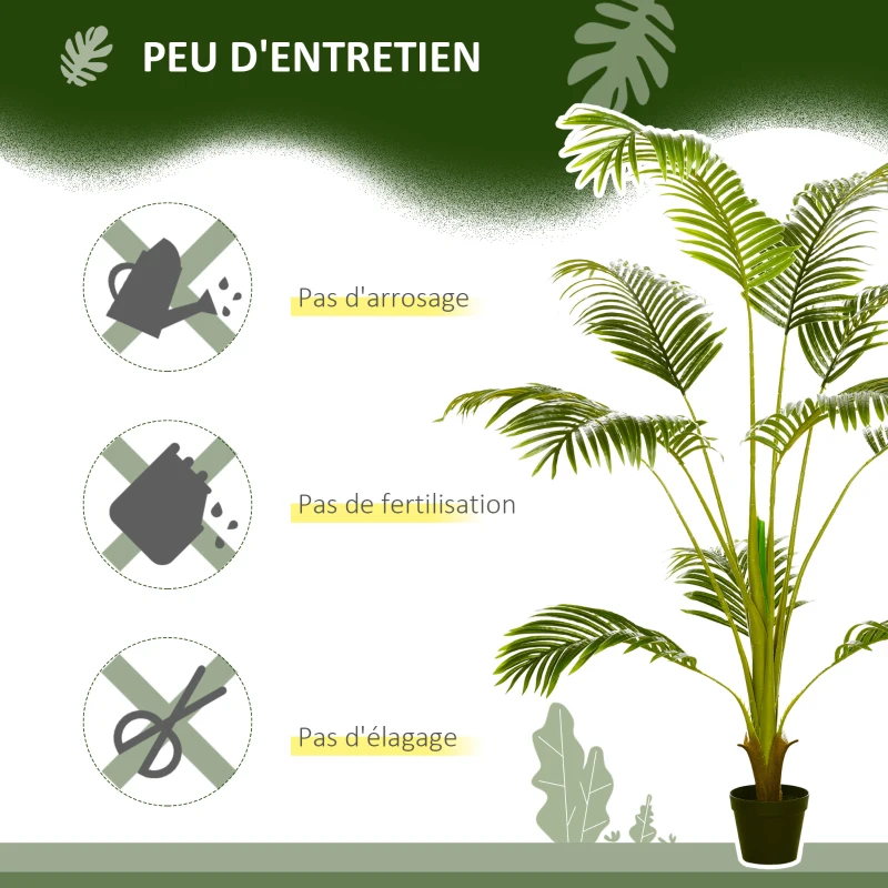 HOMCOM Palmier artificiel arbre artificiel hauteur 170 cm avec 11 grandes feuilles grand réalisme en plastique pot inclus vert