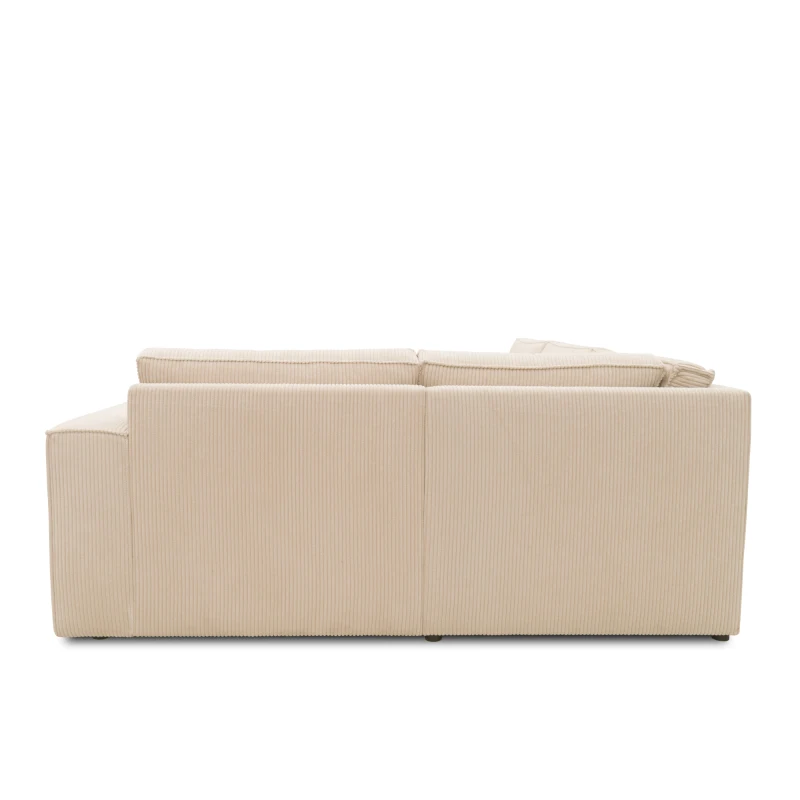 Ecksofa 101 017, Sofa, L-Form, Cord-Sofa, Couch, Polsterecke, Eckcouch, 277 x 197 x 84 cm (BxTxH), Creme