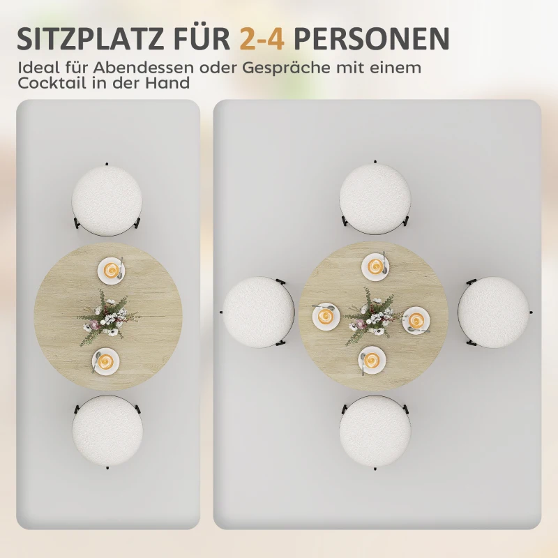 HOMCOM 80cm Industriële Ronde Eettafel - Eik(m-4)