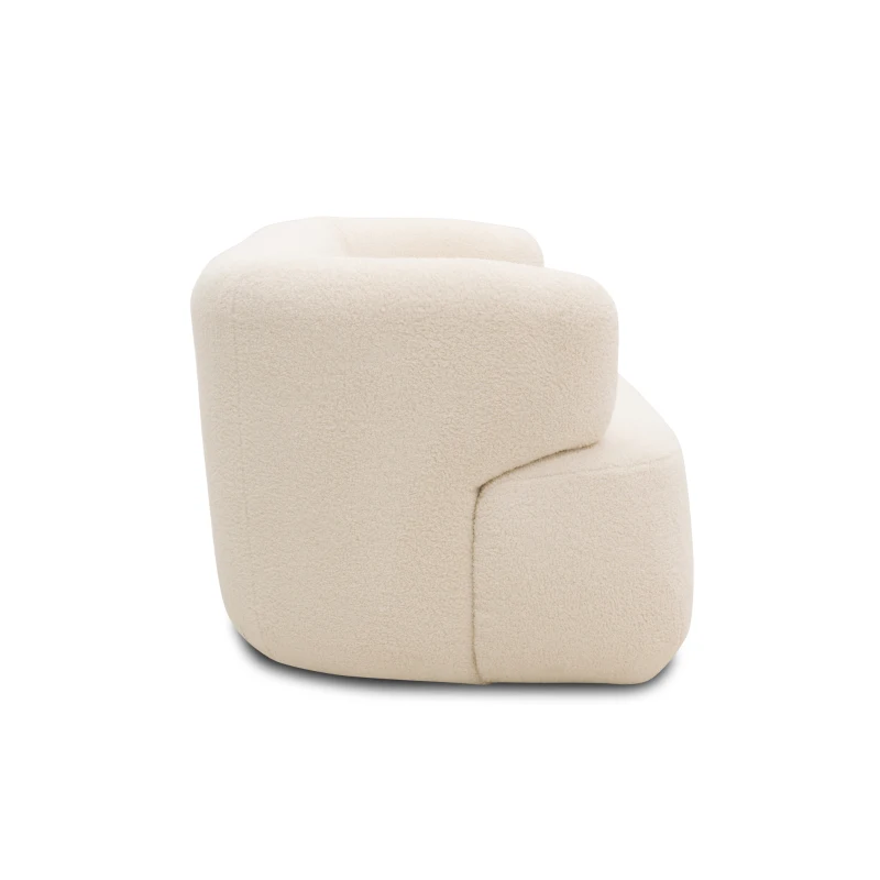 Sofa 800012, 2-Sitzer, 2er Couch, Teddy-Stoff, Polstersofa, 160 x 86 x 71 cm (BxTxH), Creme