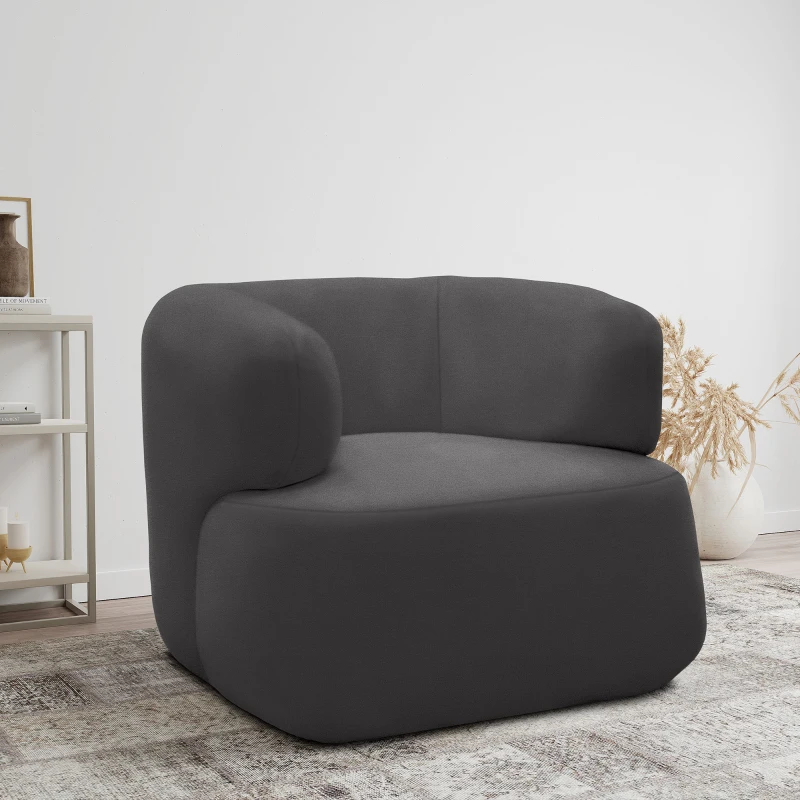 Sessel 800 012, Armsessel, Teddy-Stoff, 90 x 86 x 71 cm (BxTxH), Dunkelgrau