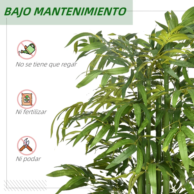 HOMCOM Bambú Artificial 180 cm Planta Sintética de Interior para Decoración de Oficina Hogar Ø17x180 cm Verde