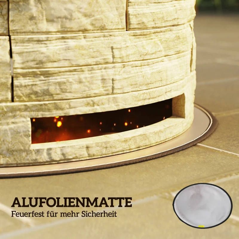 Outsunny Feuerschale, rauchfrei, tragbar, wetterfest, mit Bodenschutzmatte, Metallgehäuse, Ø52 x 39 cm, Gelb(m-6)