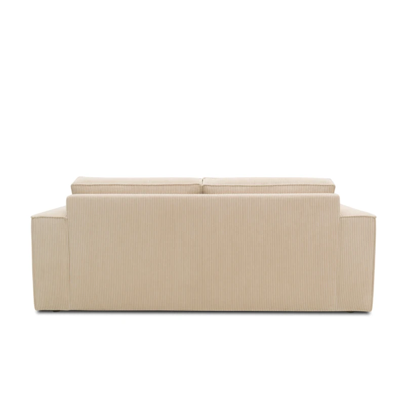 Sofa 100017, 2-Sitzer, Cord, Rückenkissen, Armlehnen, 2er Couch, 210 x 93 x 84 cm (BxTxH), creme
