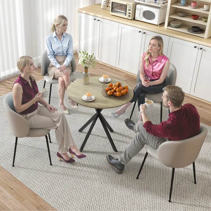 HOMCOM 80cm Industriële Ronde Eettafel - Eik(m-7)