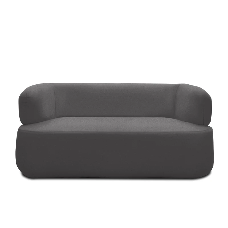 Sofa 800012, 2-Sitzer, 2er Couch, Teddy-Stoff, Polstersofa, 160 x 86 x 71 cm (BxTxH), Grau