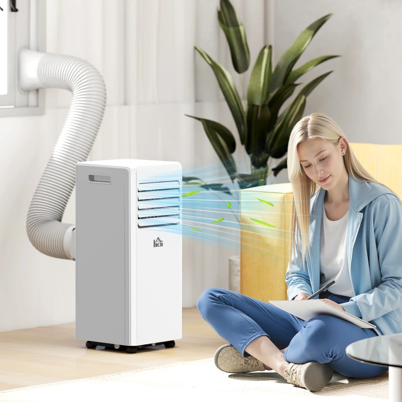 HOMCOM Climatiseur mobile 9000 BTU/H 4 en 1 refroidissement, ventilateur, déshumidificateur minuterie 24H télécommande, blanc