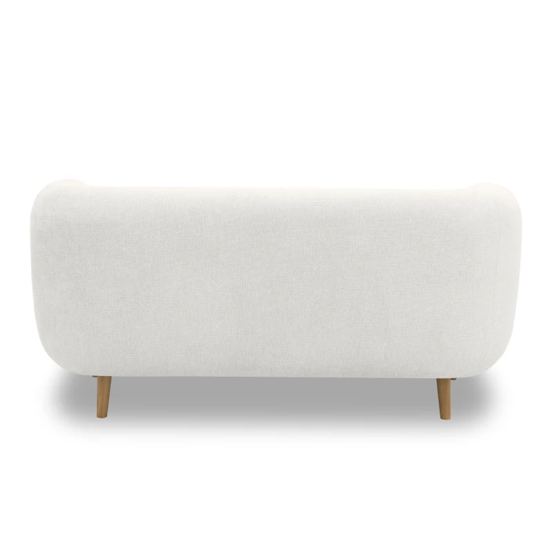 Sofa 800014, 2-Sitzer, runde Ecken, Holzfüße Eiche, 2er Couch, 86 x 73 x 160 cm (BxTxH), weiß
