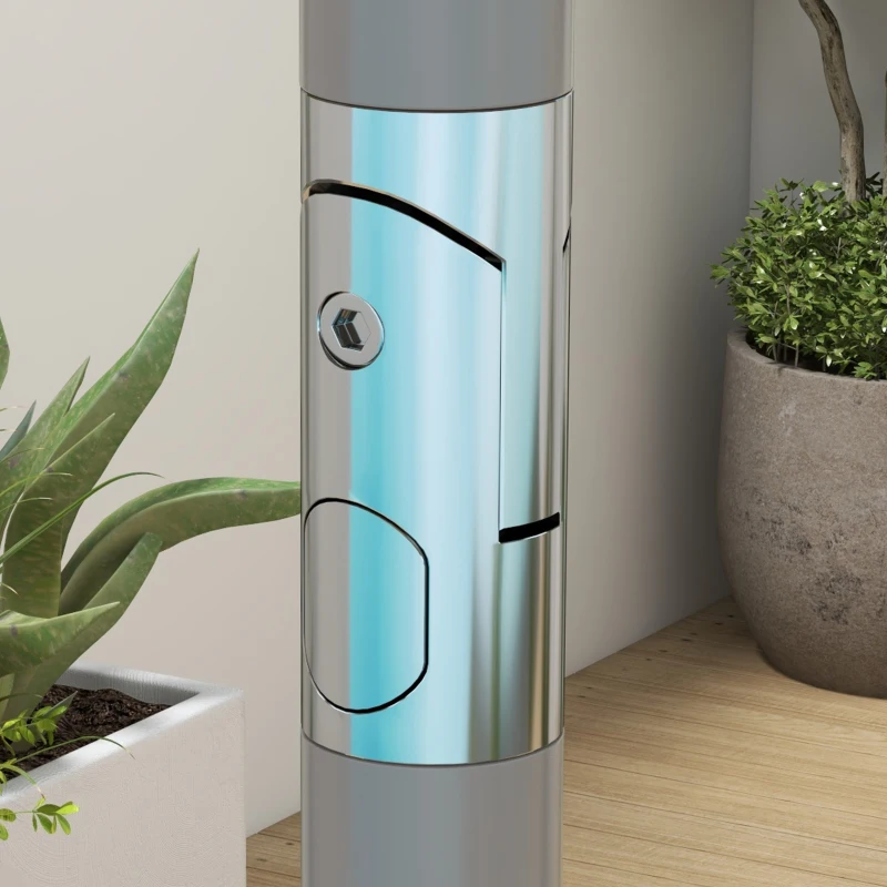 Outsunny Set da Giardino con Tavolo da Pranzo, 6 Sedie Pieghevoli e Ombrellone a Manovella, Grigio