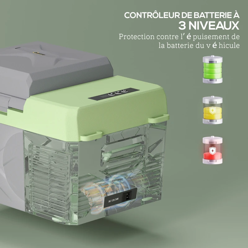 Outsunny Glacière électrique portable 12L, réfrigérateur de voiture portable congélateur et réfrigérateur 12/24V gris