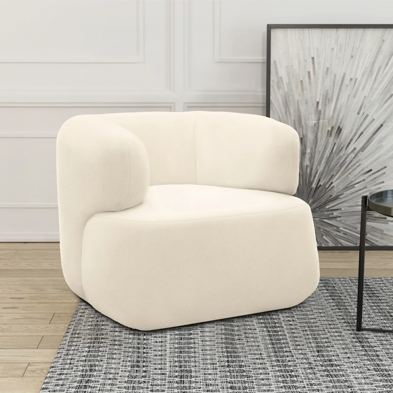 Sessel 800 012, Armsessel, Teddy-Stoff, 90 x 86 x 71 cm (BxTxH), creme