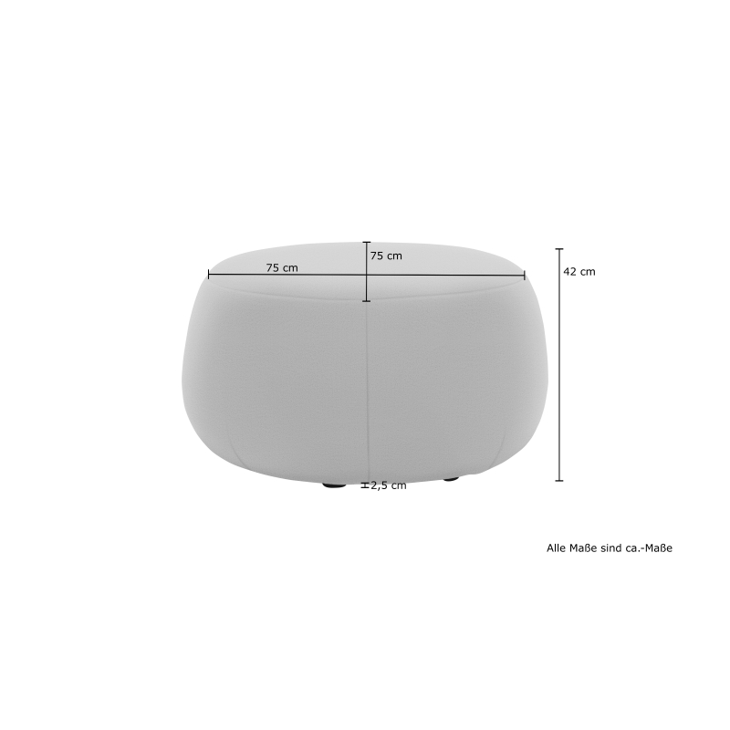 Hocker 800 012, Polsterhocker, Teddy-Stoff, 77 x 77 x 44 cm (BxTxH), Dunkelgrau