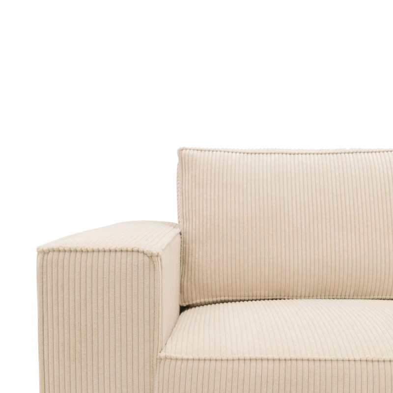 Ecksofa 101 017, Sofa, L-Form, Cord-Sofa, Couch, Polsterecke, Eckcouch, 277 x 197 x 84 cm (BxTxH), Creme