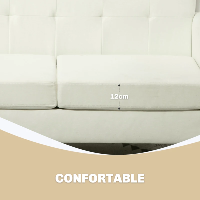 HOMCOM Sofá de 2 Plazas Tapizado en Lino con Reposabrazos y Patas de Madera Carga 250 kg para Dormitorio Oficina Crema