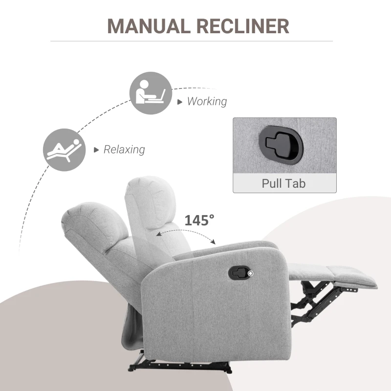 Homcom Fotoliu Relaxare – Rabatabil 168°, Cu Suport pentru Picioare