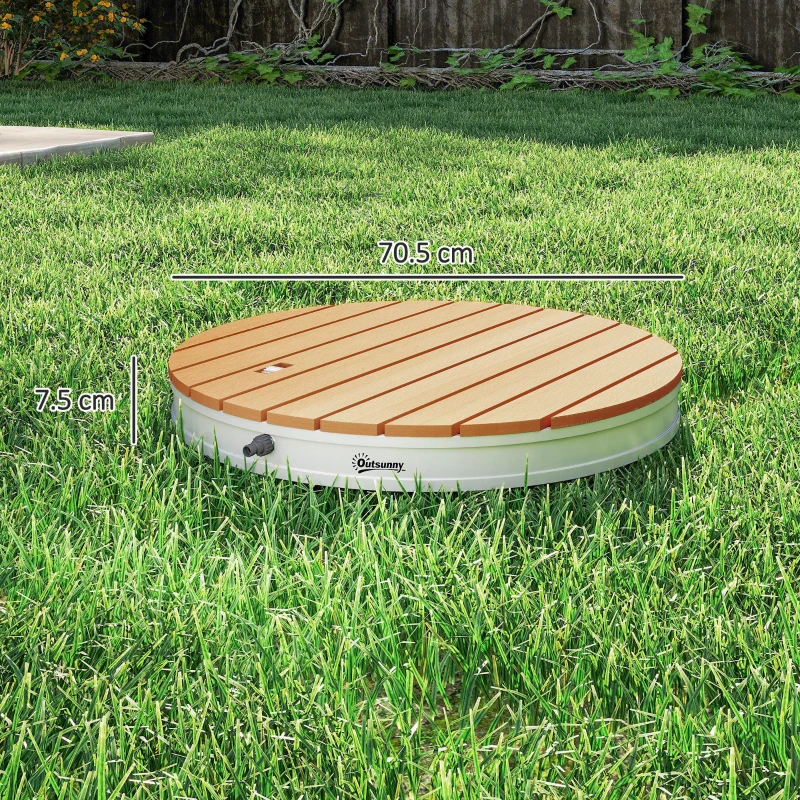 Outsunny Doccia da Giardino Portatile con Altezza Fino a 4 m e Getti d'Acqua Regolabili, Effetto Legno