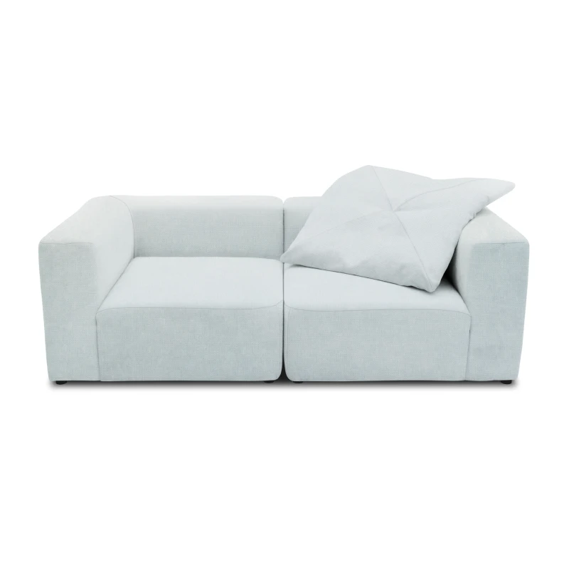 Sofa 800013, 2-Sitzer, rechteckig, gepolsterte Rückenlehne, 2er Couch, 216 x 108 x 69 (BxTxH), Hellgrau