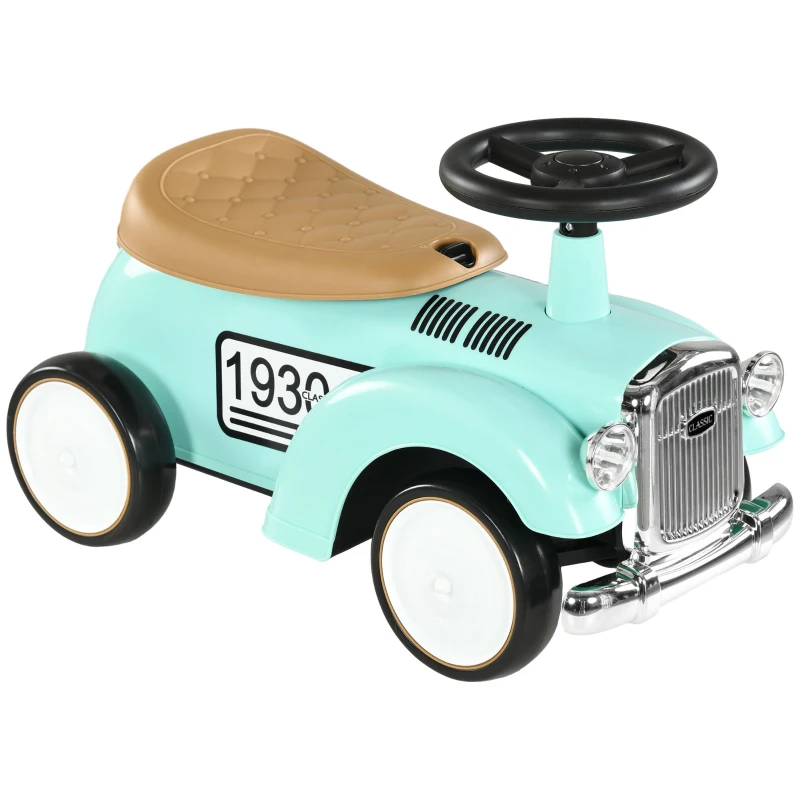 AIYAPLAY Kinder Rutschauto, Vintage-Design, versteckter Stauraum, Kippschutz, Hupe, 12-36 Monate, Grün(m-10)