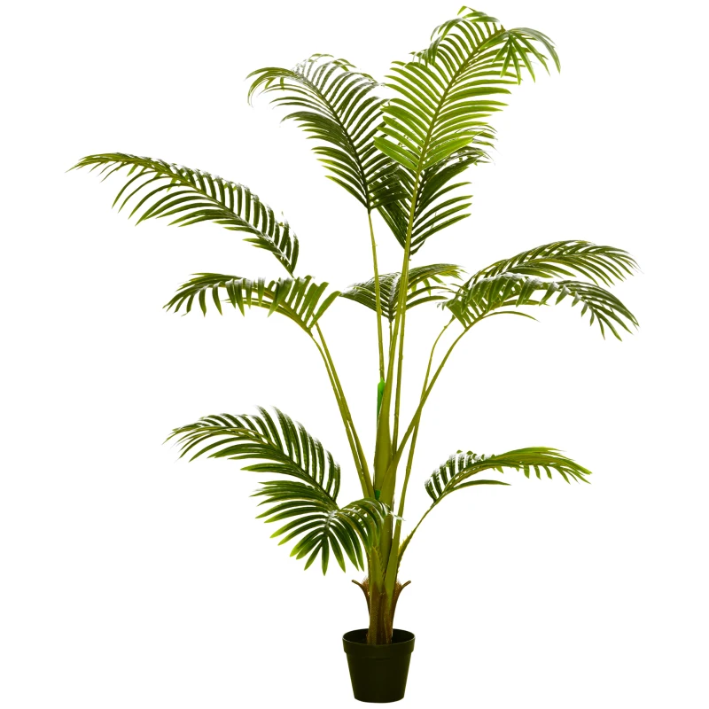 HOMCOM Palmera Areca Artificial 170cm Árbol Artificial con 11 Hojas Decoración para Interior Ø15x170 cm Verde