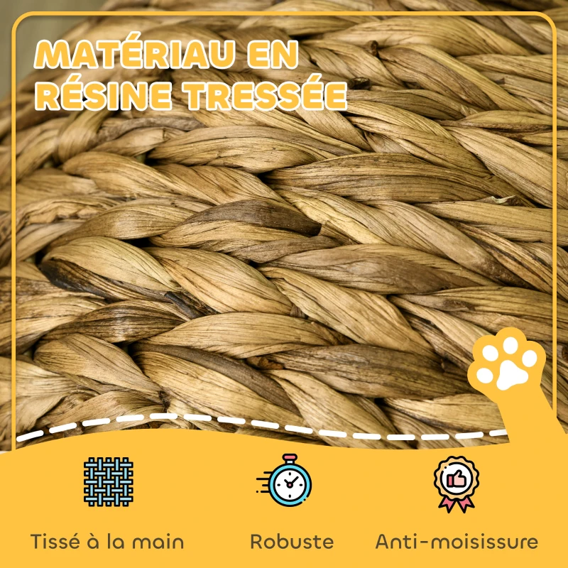 PawHut Panier chat lit surélevé chat cosy niche grotte à chat grand confort dim. 40L x 37l x 51H cm coussin moelleux beige inclus