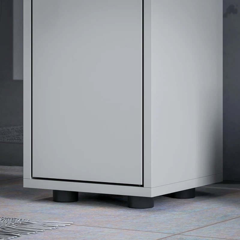 kleankin 180cm Slim Bathroom Cabinet, with Drawer, Shelves and Cupboards - Grey