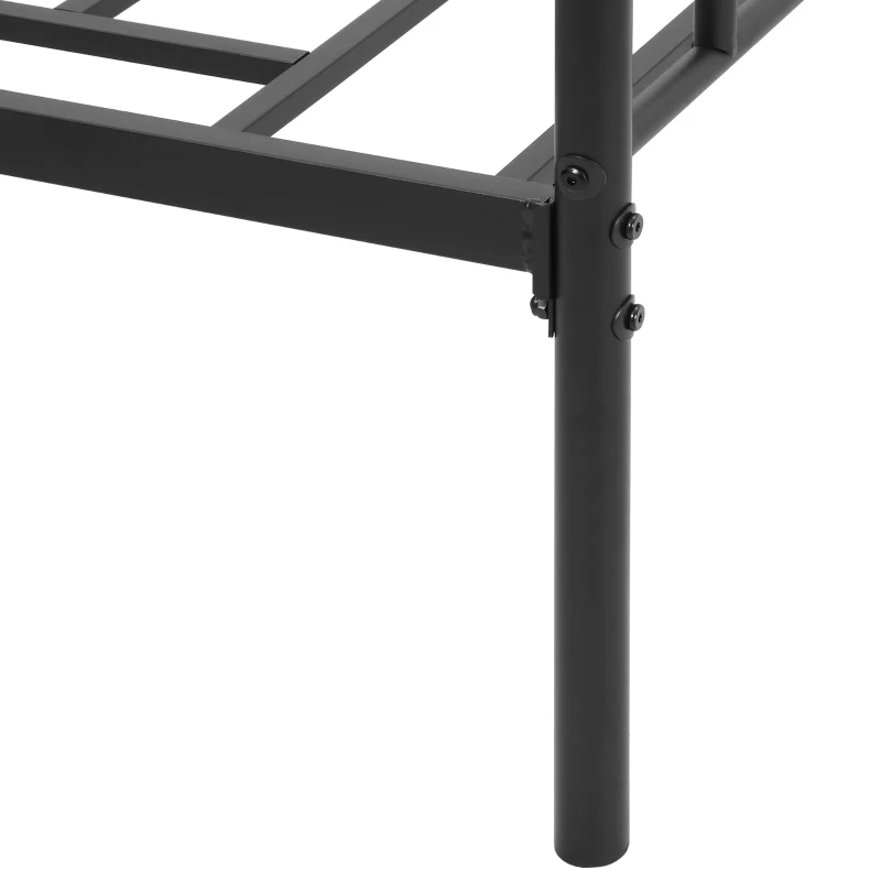 HOMCOM Marco de Cama Individual de Metal 31 cm para Colchón 90x190 cm con Cabecera Forma de Corazón Estructura de Cama con Espacio Bajo de Almacenamiento 95x196x100 cm Negro
