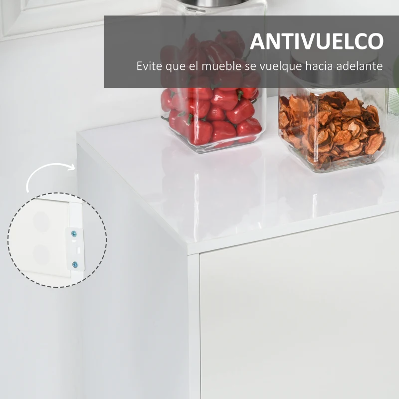 HOMCOM Aparador para Salón con 3 Puertas 2 Cajones y Estante Ajustable 117x36x74 cm Blanco