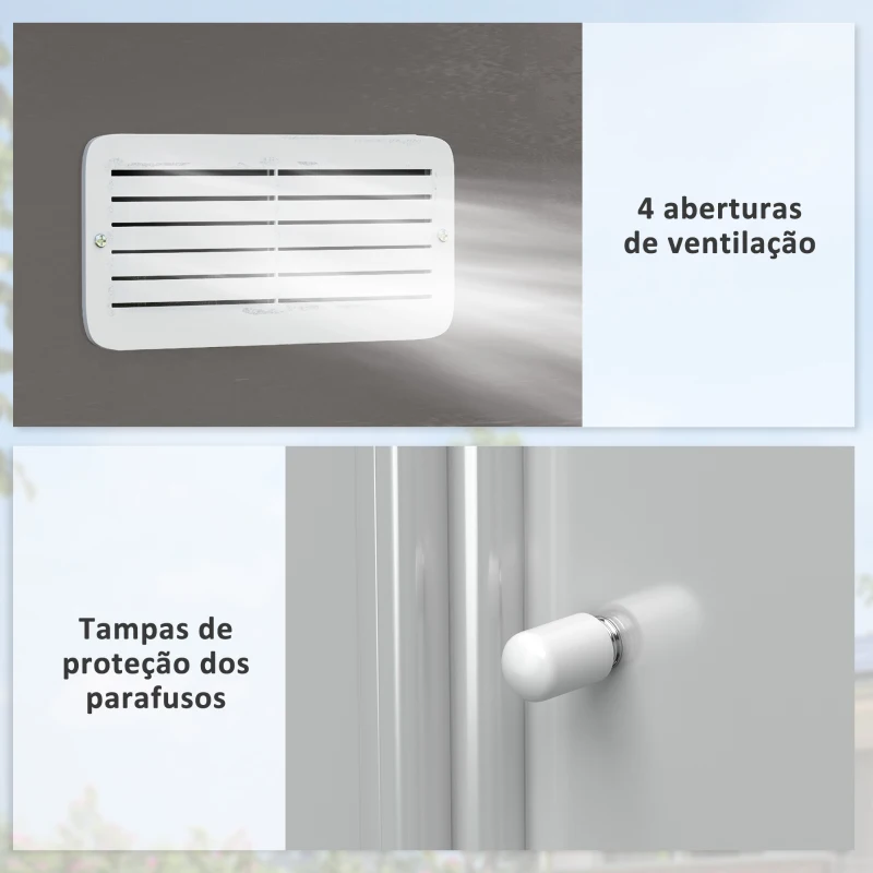 Outsunny Abrigo de Jardim Exterior 4,83m² 277x195x192cm Abrigo e Jardim Metálico para Armazenamento de Ferramentas com Base Incluída e 4 Janelas Cinza