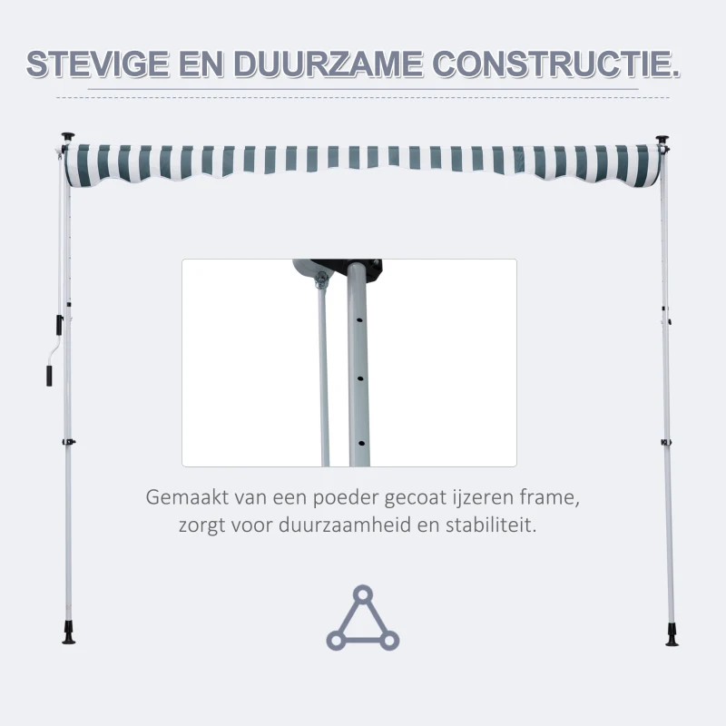 Outsunny luifel knikarm klemluifel zonwering zwengel balkon aluminium 3 x 1,5 m groen