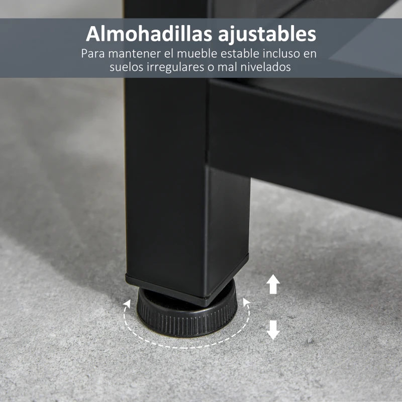 HOMCOM Mesa de Entrada con 2 Cajones y Pies Ajustables Estilo Moderno para Pasillo Salón 120x34x81 cm Blanco y Negro