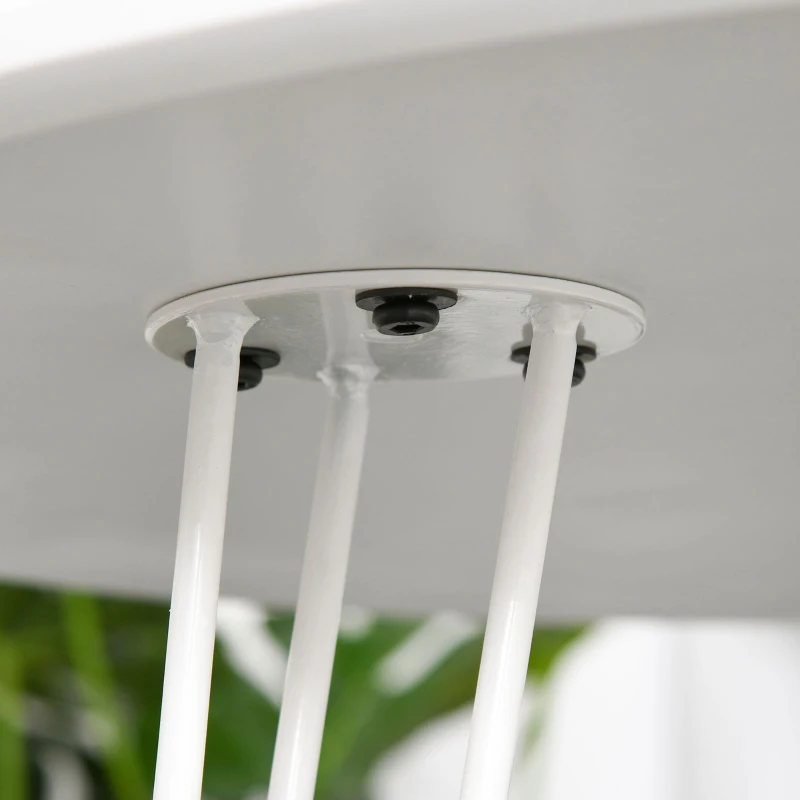 HOMCOM Mesa de Comedor Redonda con Patas de Horquilla Metálicas Estilo Moderno Nórdico para Cocina Salón Cafetería Bar Ø70x75 cm Blanco