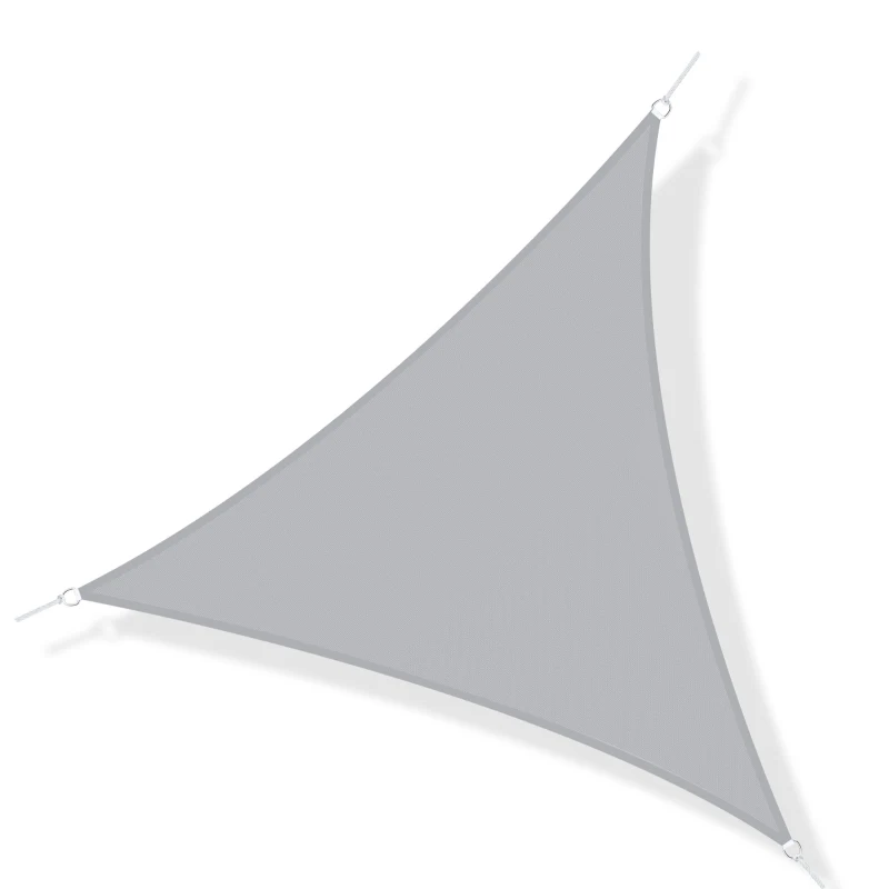 Outsunny Toldo vela Triangular 4x4x4 metros Toldo tipo Sombrilla Parasol Triángulo de Poliéster para Jardín Playa Camping Color Gris
