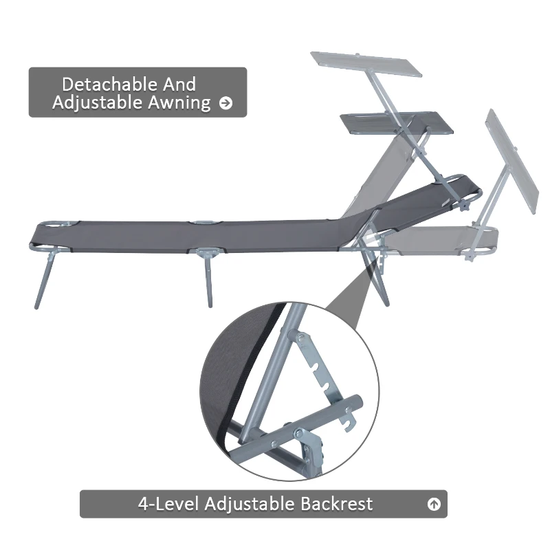 Outsunny leżak leżak ogrodowy leżak wypoczynkowy leżak trójnożny leżak składany szary