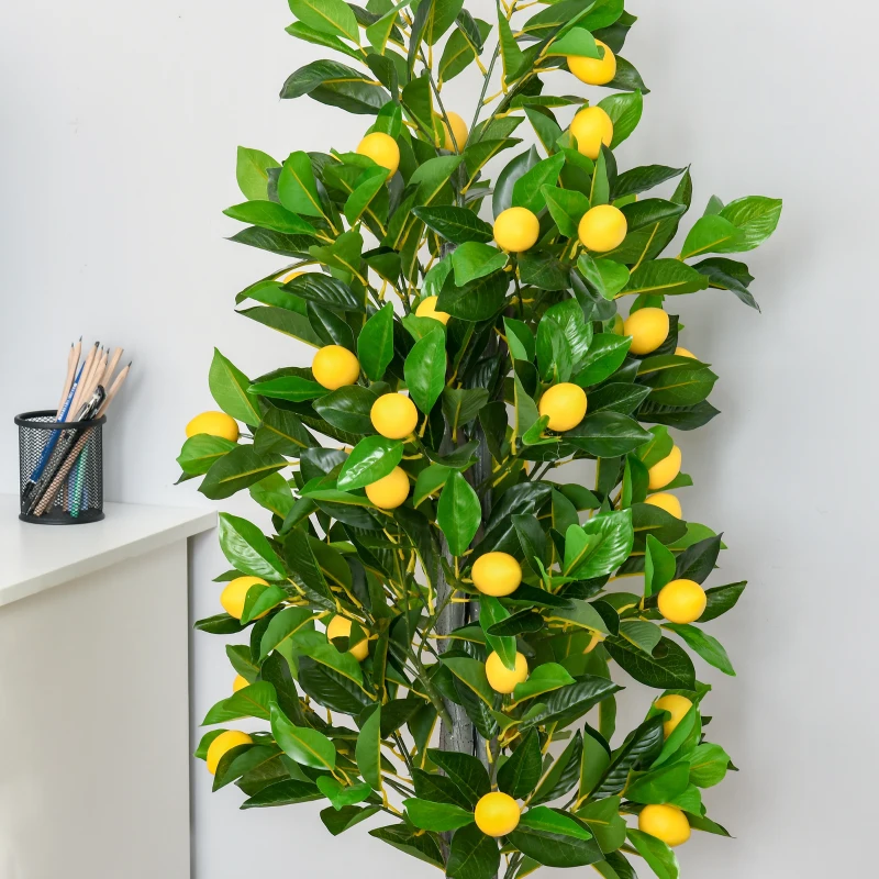 HOMCOM Artificial Lemon Tree Fake Decorative Fruits Plant in Nursery Pot for Indoor Outdoor Décor, 135cm