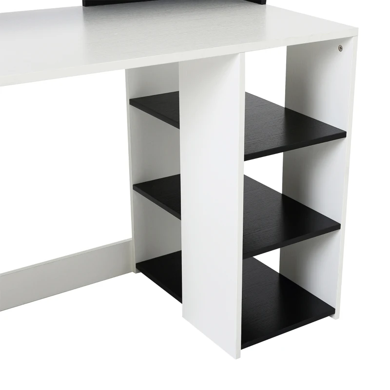 HOMCOM Mesas Ordenador Madera Blanco+Negro 140x55x92cm