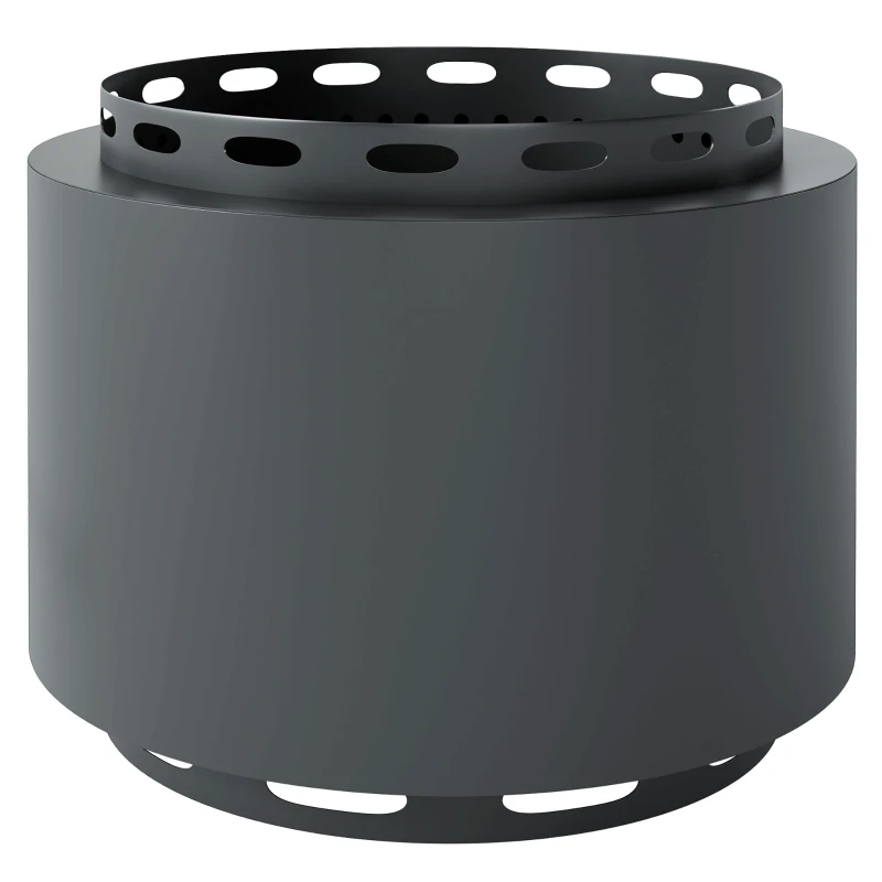 Outsunny Smokeless Fire Pit, 48.5cm Portable Wood Burning Firepit with Poker for Garden Camping Bonfire Party, Metal, Dark Grey