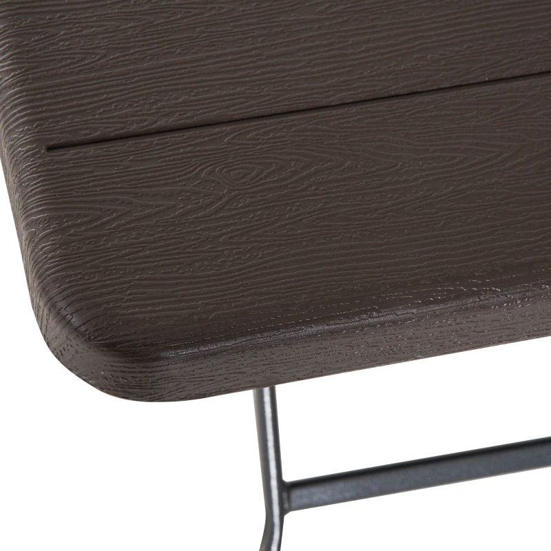 Outsunny Table de Jardin Pliable Table Pliante carrée dim. 78L x 78l x 74H cm métal époxy HDPE Imitation Bois Chocolat