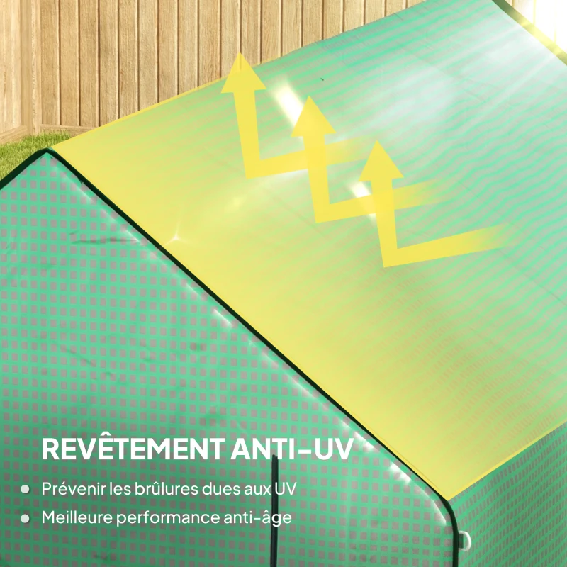 Outsunny Serre de jardin PE avec étagères 3 niveaux serre d'extérieur avec bâche de remplacement vert 143 x 215 x 190 cm blanc