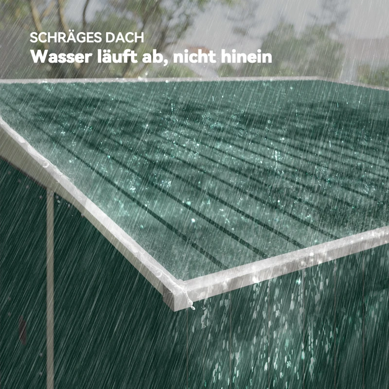 Outsunny Metall-Geräteschuppen Schrägdach verriegelbare Doppeltür 2,8 x 3,45 x 2,01m Grün(m-7)
