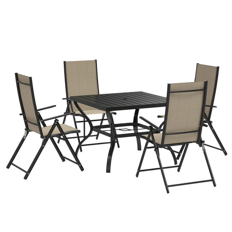 Outsunny Five-Piece Steel Frame Patio Set - Khaki/Black