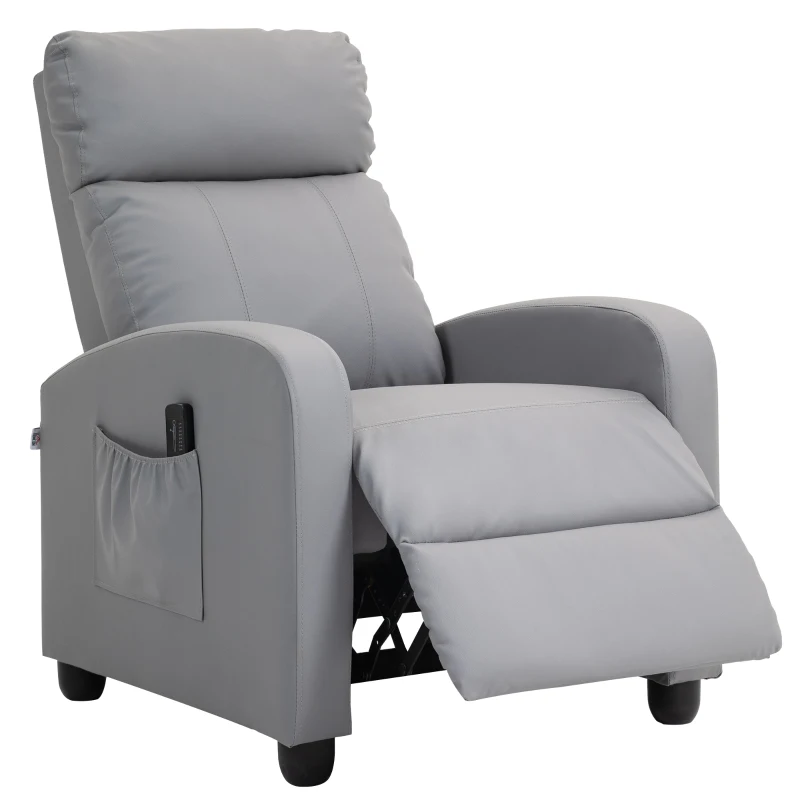 HOMCOM Poltrona de Massagem Reclinável com Controlo Remoto 2 Áreas de Massagem 8 Programas 5 Níveis 68x88x98 cm Cinzento