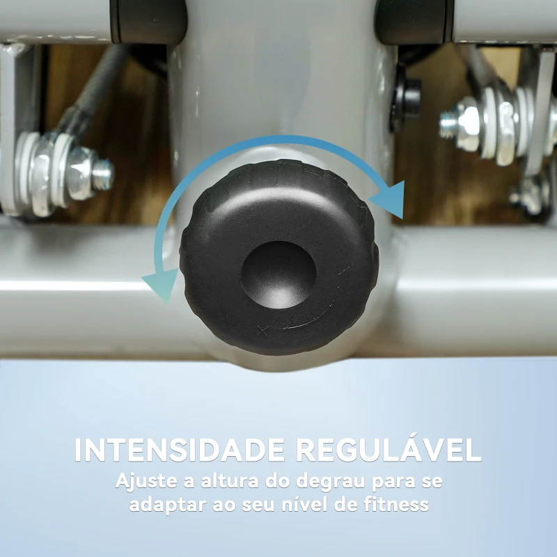 SPORTNOW Mini Step Máquina de Step Compacta com Bandas de Resistência Monitor LCD Pedais Antiderrapantes e Ajustáveis em Altura 41x30,5x18,5 cm Cinza