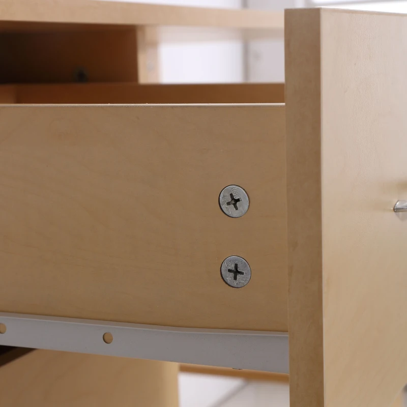 HOMCOM Mesa de Ordenador Escritorio para Hogar Oficina 3 Cajones 3 Estantes Mobiliario de Oficina 120x49x72cm Madera Natural