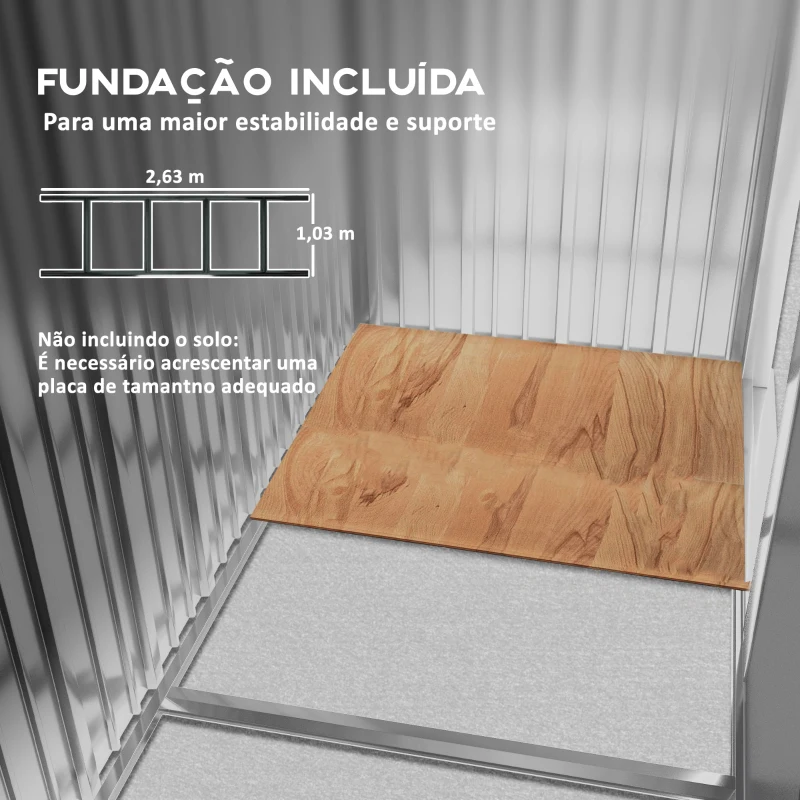 Outsunny Abrigo de Jardim Metálico para Armazenamento de Ferramentas com Base de Reforço Incluída e 4 Janelas 277x195x192cm Cinza Escuro